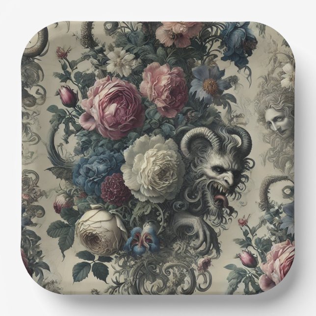 Petals of Decadence – Gothic Baroque  Paper Plates (Front)