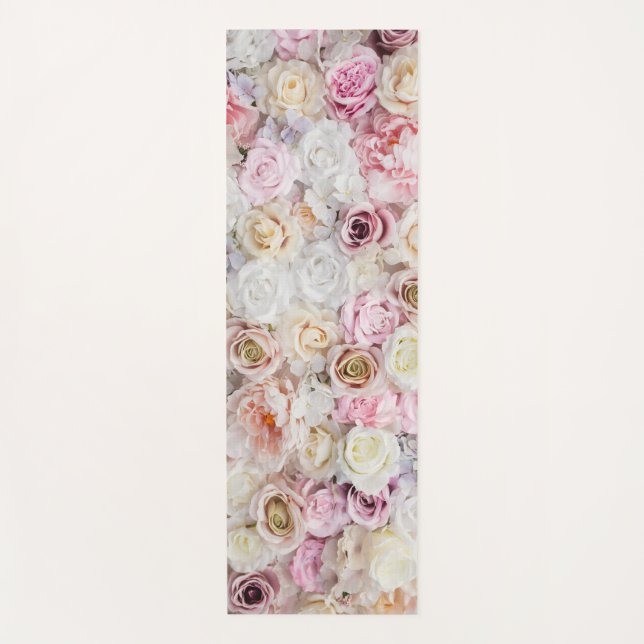 Petals & Peace – Blush Floral Yoga Mat (Front)