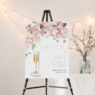 Petals & Pearls Pink Bridal Shower Welcome Foam Board