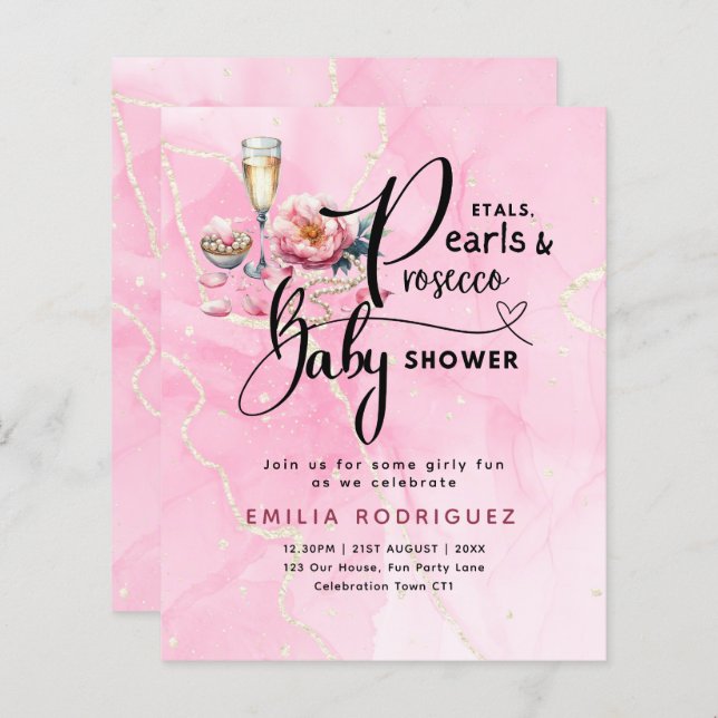 Petals Pearls Prosecco Baby Shower (Front/Back)