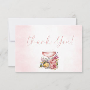 Petals, Pearls & Prosecco Bridal Shower Invitaion Thank You Card