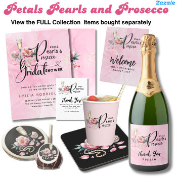 Petals Pearls Prosecco Bridal Shower Invitation by invitationz at Zazzle
