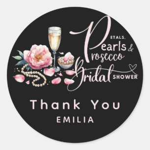 Petals Pearls Prosecco Favors Bridal Shower Classic Round Sticker