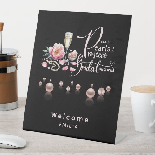 Petals Pearls Prosecco Favors Bridal Shower Pedestal Sign