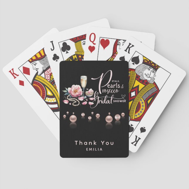 Petals Pearls Prosecco Favors Bridal Shower Poker Cards (Back)
