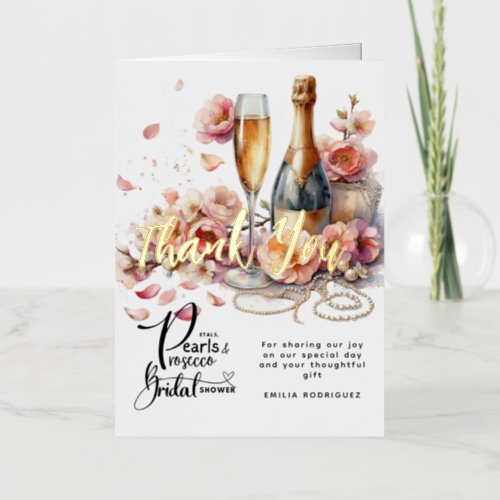 Petals Pearls Prosecco Favors Bridal Shower Postca Foil Greeting Card