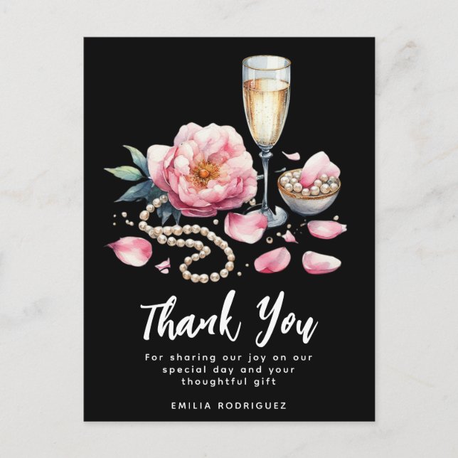 Petals Pearls Prosecco Favors Bridal Shower Postcard (Front)