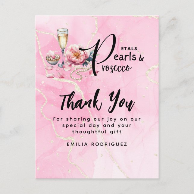 Petals Pearls Prosecco Favors Bridal Shower Postcard (Front)