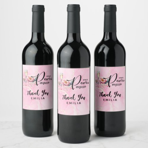 Petals Pearls Prosecco Favors Bridal Shower Wine Label
