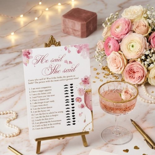 Petals, Pearls & Prosecco he said she said game Invitation