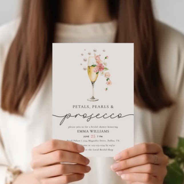 Petals Pearls & Prosecco Wildflower Bridal Shower Invitation (Creator Uploaded)