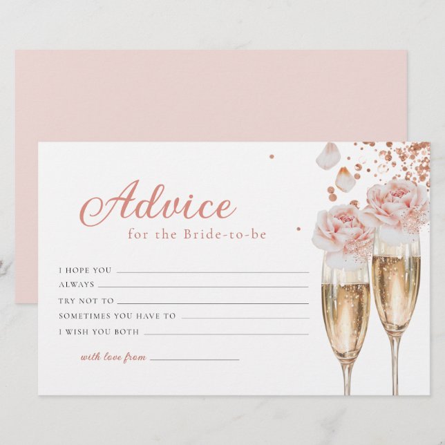 Petals & Prosecco Advice Card Bridal Shower (Front/Back)