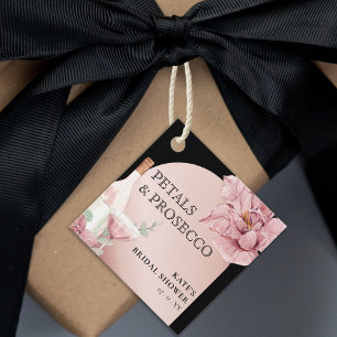 Petals & Prosecco Black & Rose Gold Bridal Shower Favor Tags