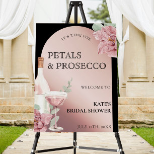 Petals & Prosecco Black & Rose Gold Bridal Shower Foam Board