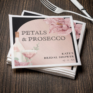 Petals & Prosecco Black & Rose Gold Bridal Shower Napkins