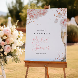 Petals & Prosecco Blush Floral Bridal Shower Sign