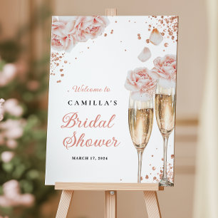 Petals & Prosecco Blush Floral Bridal Shower Sign