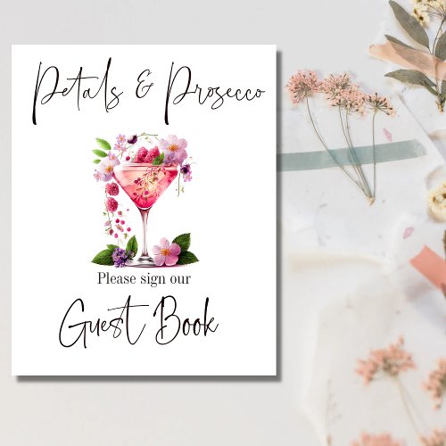 Petals  Prosecco Blush Pink Bridal Shower Guest Poster