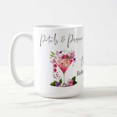 Petals  Prosecco Blush Pink Floral Bridal Shower Coffee Mug