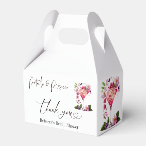 Petals  Prosecco Blush Pink Floral Bridal Shower Favor Boxes