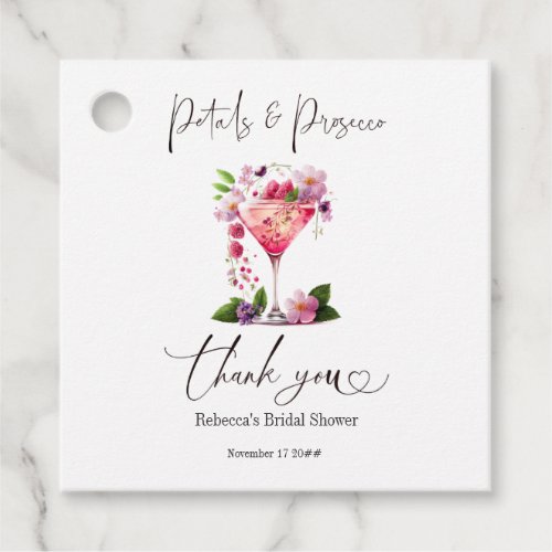 Petals  Prosecco Blush Pink Floral Bridal Shower Favor Tags