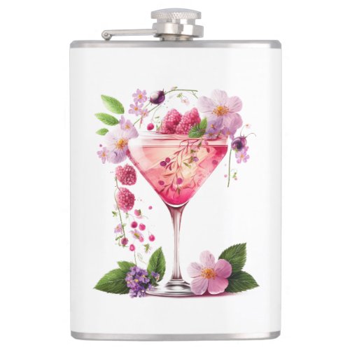 Petals  Prosecco Blush Pink Floral Bridal Shower  Flask