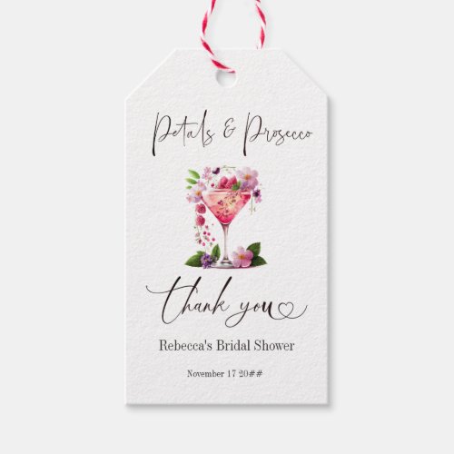 Petals  Prosecco Blush Pink Floral Bridal Shower Gift Tags