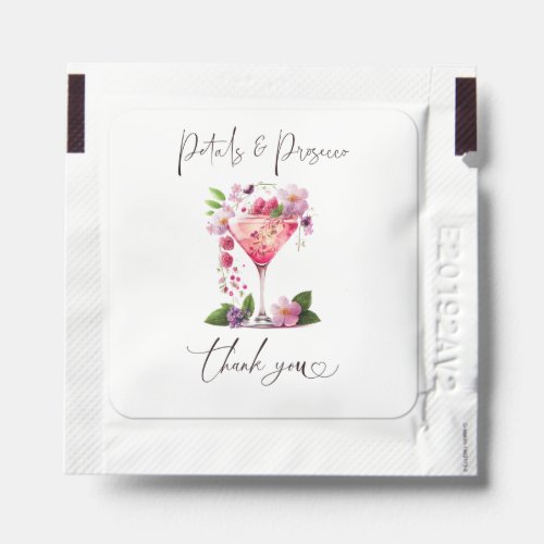 Petals  Prosecco Blush Pink Floral Bridal Shower Hand Sanitizer Packet