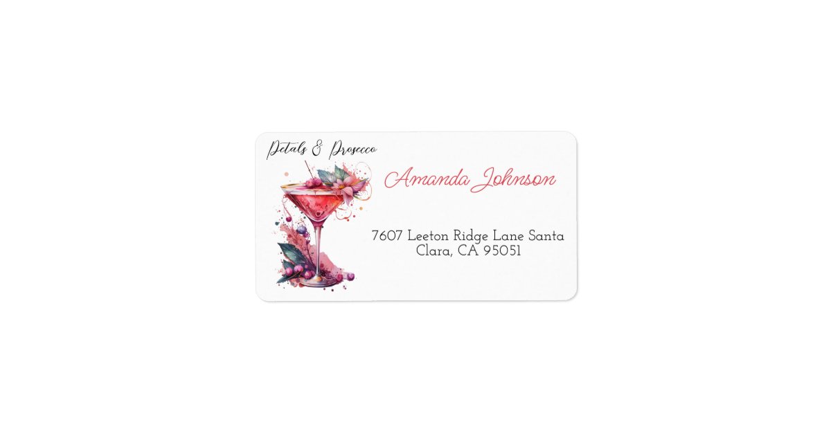 Petals & Prosecco Blush Pink Floral Bridal Shower Label | Zazzle