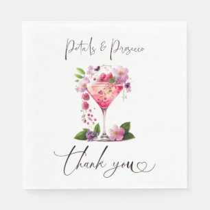 Petals & Prosecco Blush Pink Floral Bridal Shower Napkins