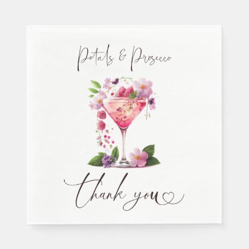 Petals  Prosecco Blush Pink Floral Bridal Shower Napkins