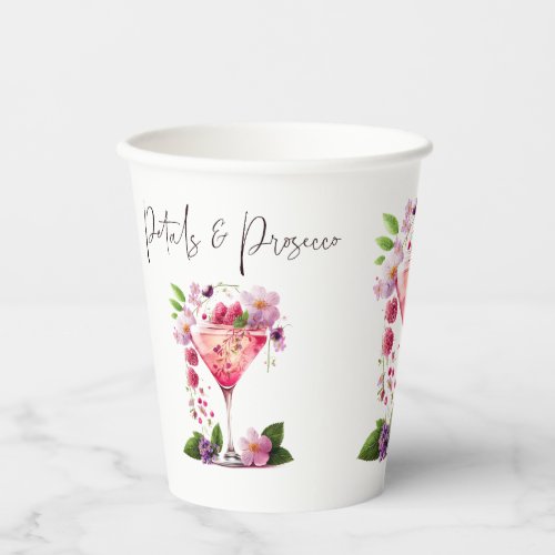Petals  Prosecco Blush Pink Floral Bridal Shower  Paper Cups
