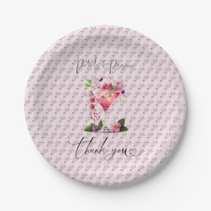 Petals & Prosecco Blush Pink Floral Bridal Shower Paper Plates