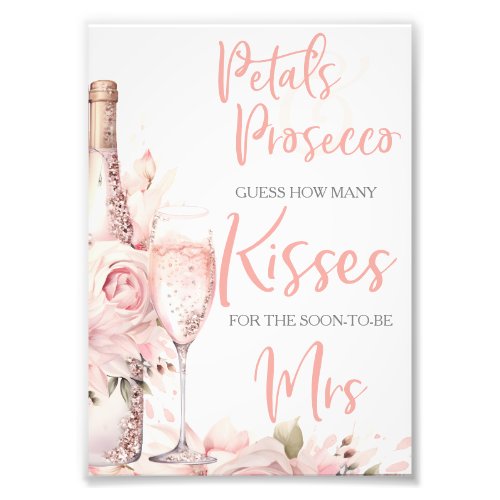 Petals  Prosecco Blush Pink Floral Bridal Shower Photo Print