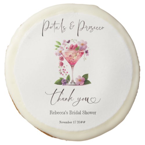 Petals  Prosecco Blush Pink Floral Bridal Shower Sugar Cookie