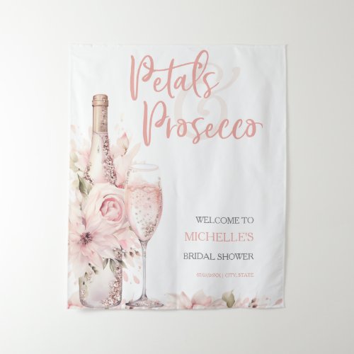 Petals  Prosecco Blush Pink Floral Bridal Shower Tapestry