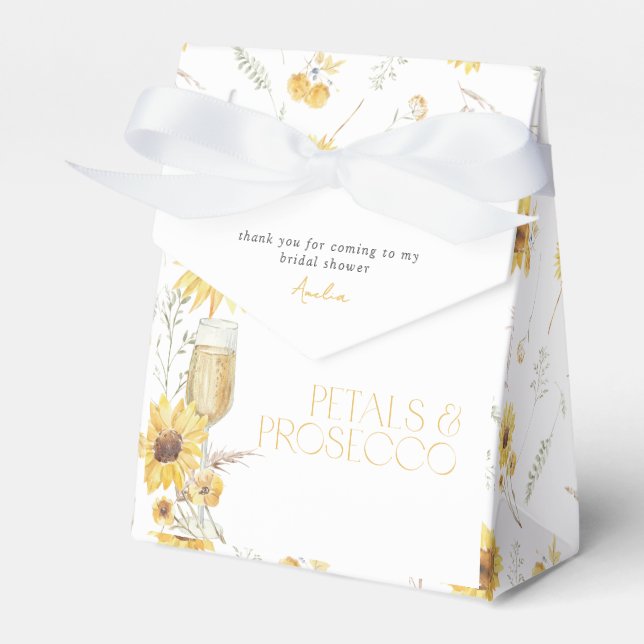 Petals & Prosecco Boho Bridal Shower Thank You Favor Boxes (Front Side)