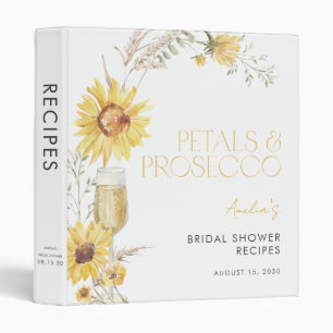 Petals & Prosecco Boho Sunflower Bridal Shower 3 Ring Binder