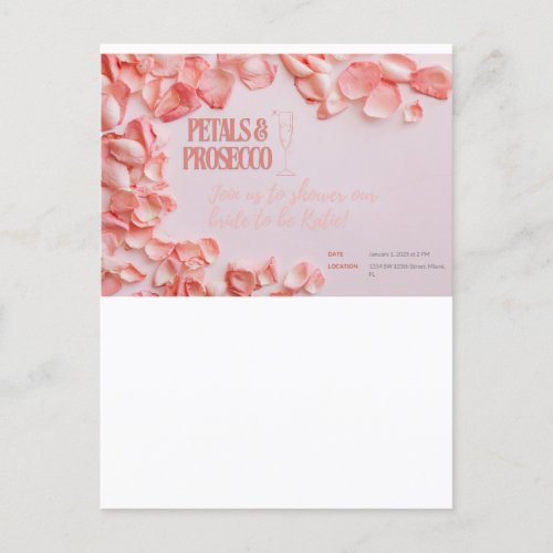 Petals  Prosecco Bridal Invitation Postcard