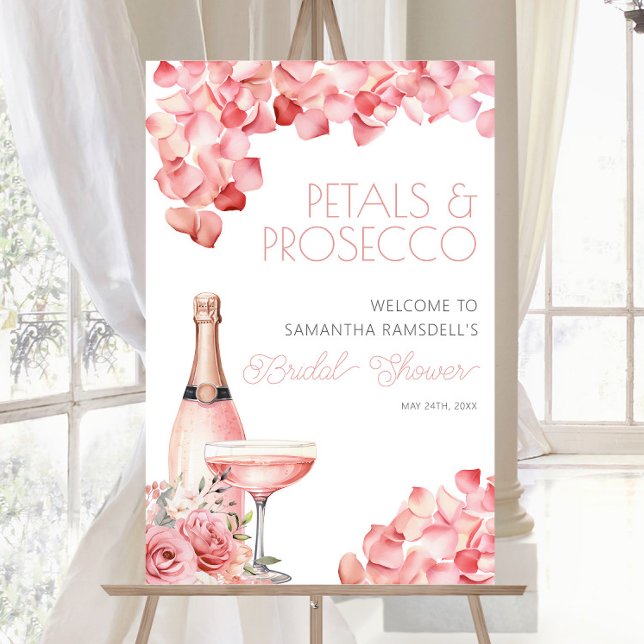 Petals & Prosecco Bridal Shower 24x36 Foam Board (Petals & Prosecco Rose Floral Bridal Shower 24x36 Poster)