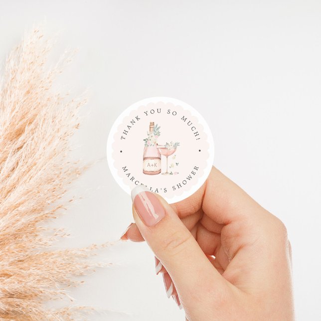 Petals & Prosecco Bridal Shower Bachelorette Classic Round Sticker (Creator Uploaded)