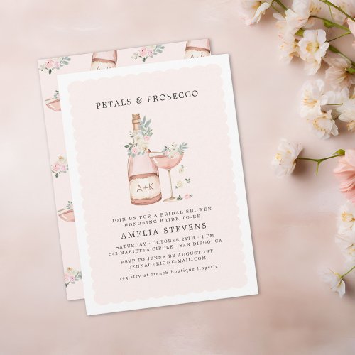 Petals  Prosecco Bridal Shower Bachelorette Invitation