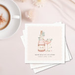 Petals & Prosecco Bridal Shower Bachelorette Napkins<br><div class="desc">This charming bridal shower suite, titled "Petals & Prosecco, " exudes elegance and sophistication. The collection features a delicate blush pink background adorned with soft floral accents, creating a romantic and whimsical atmosphere. At the center of the design, a beautifully illustrated bottle of prosecco and a matching coupe glass, each...</div>