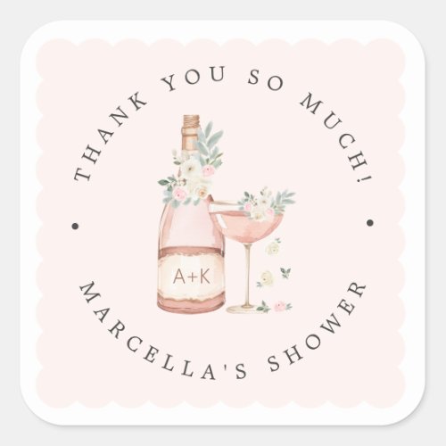 Petals  Prosecco Bridal Shower Bachelorette Square Sticker