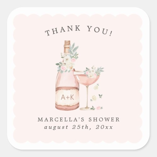 Petals  Prosecco Bridal Shower Bachelorette Square Sticker