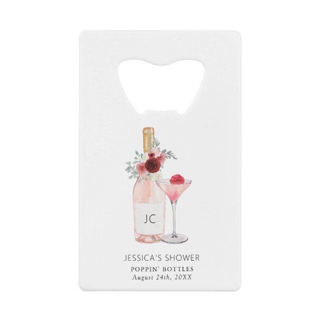 Petals & Prosecco Bridal Shower Credit Card Bottle Opener (Front)