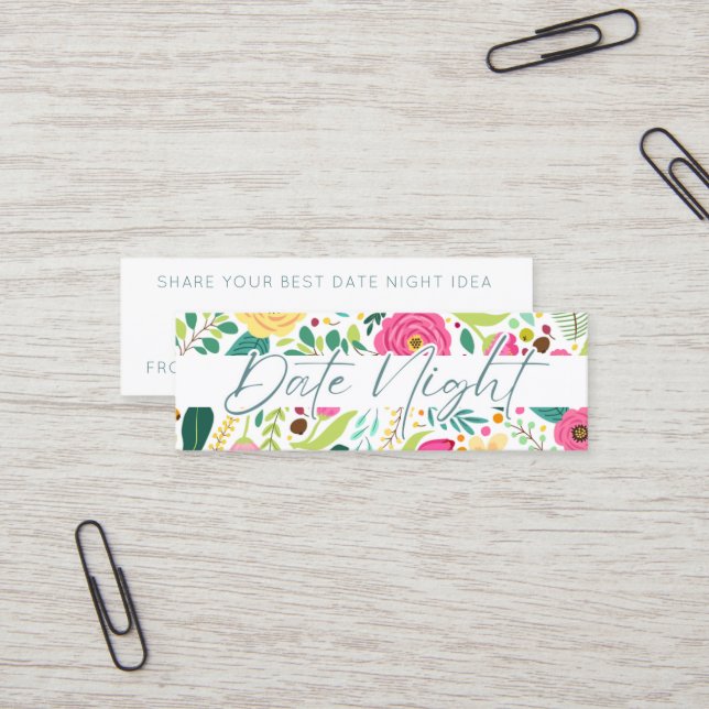 Petals Prosecco Bridal Shower Date Night Idea Mini Business Card (Front/Back In Situ)