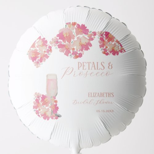 Petals  Prosecco Bridal Shower Floral Pink Balloon