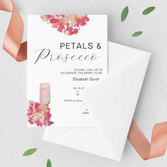 Petals & Prosecco Bridal Shower Floral Pink Chic Invitation (Creator Uploaded)
