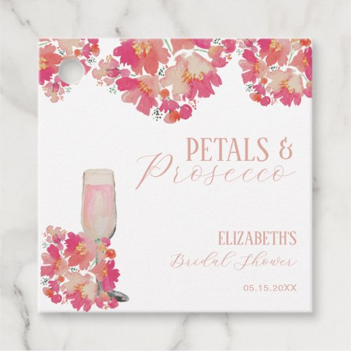 Petals  Prosecco Bridal Shower Floral Pink Favor Tags